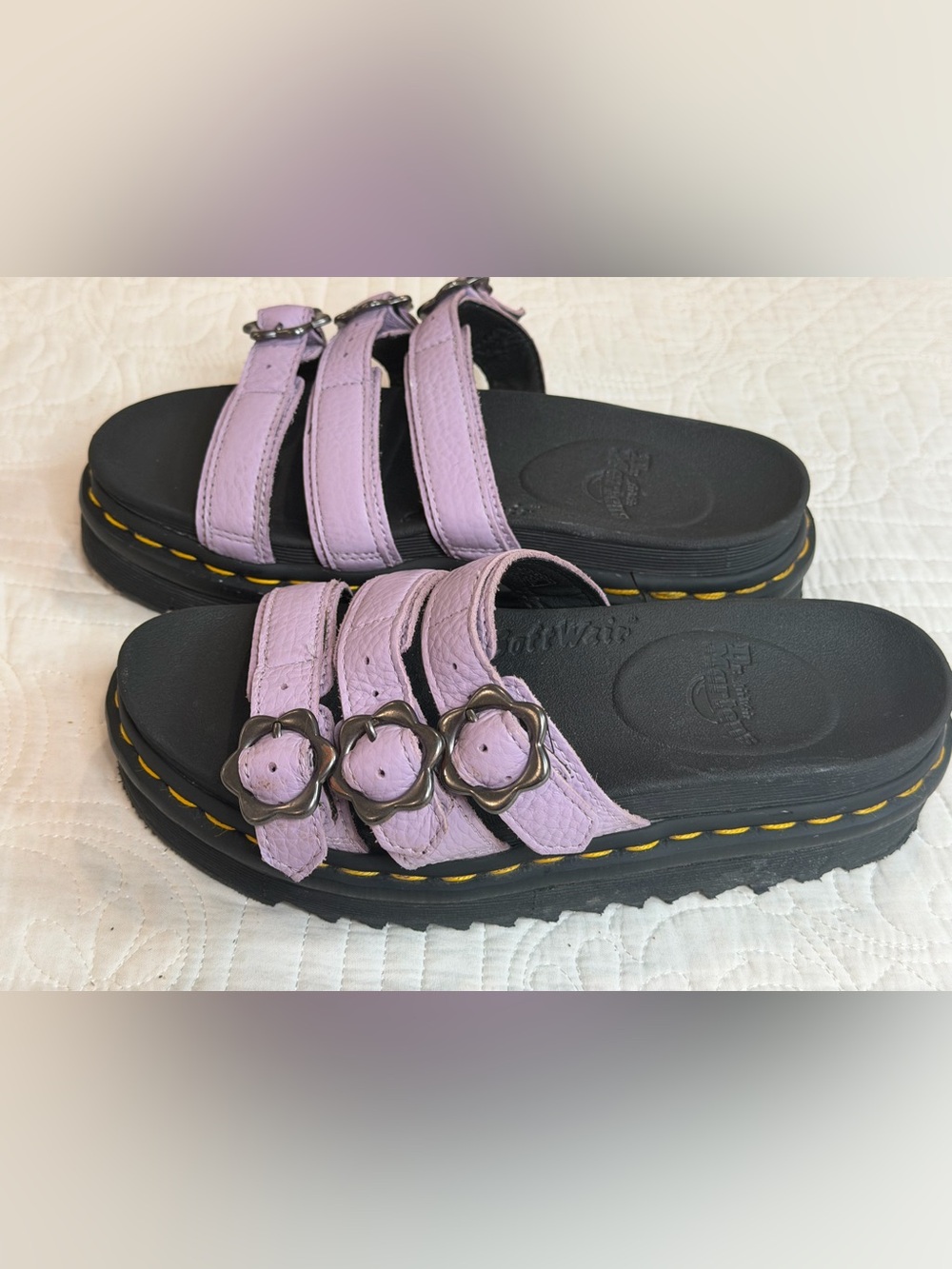 Dr. Martens Blaire Slide Flower Buckle Lilac Sandals Women’s 6 EU37 Platform